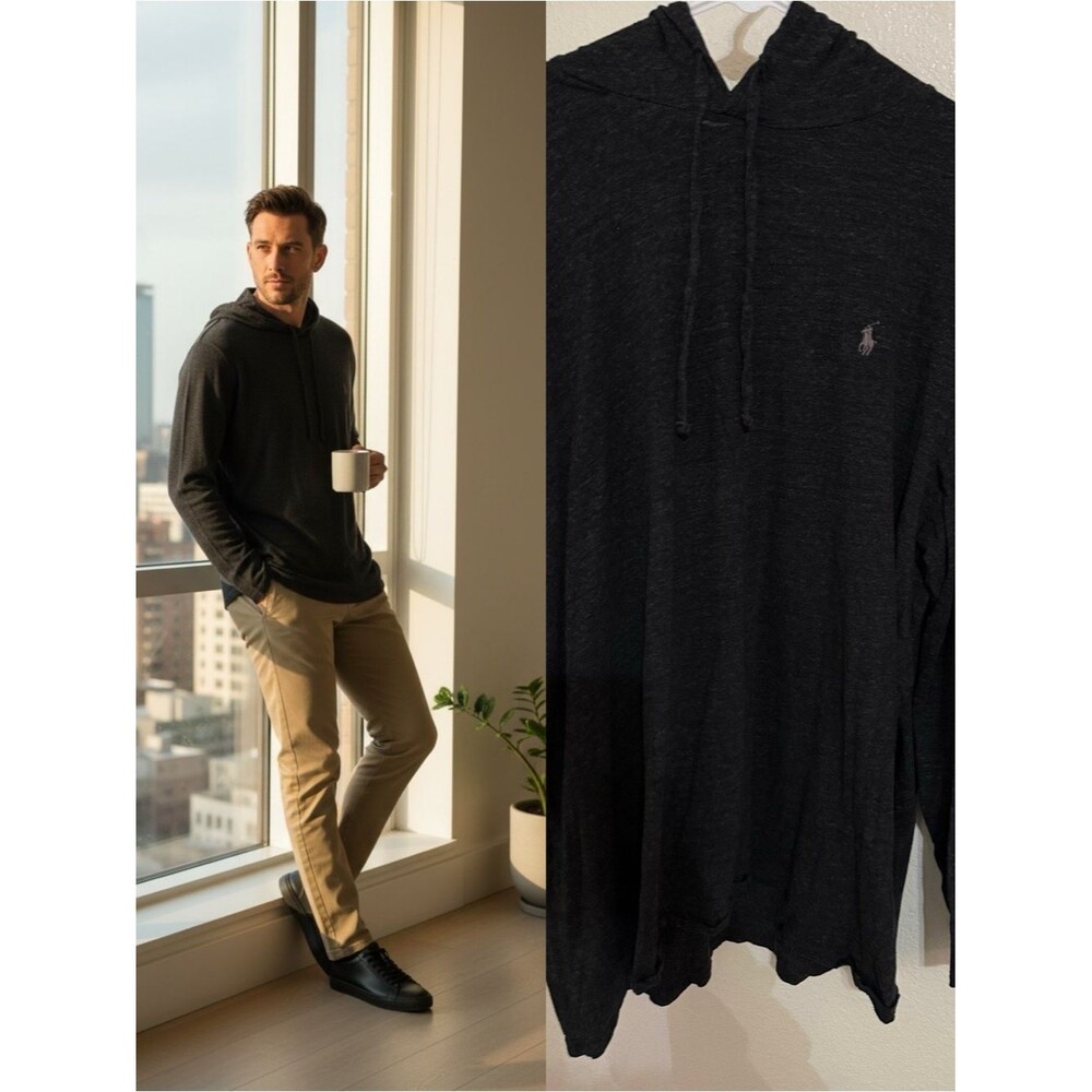 Polo Ralph Lauren Black Hoodie 2XT Big Tall Pony Logo Lightweight Pullover